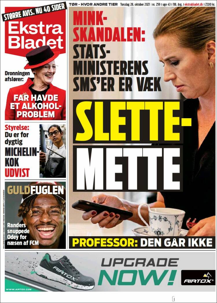 Portada de Ekstra Bladet (Dinamarca)