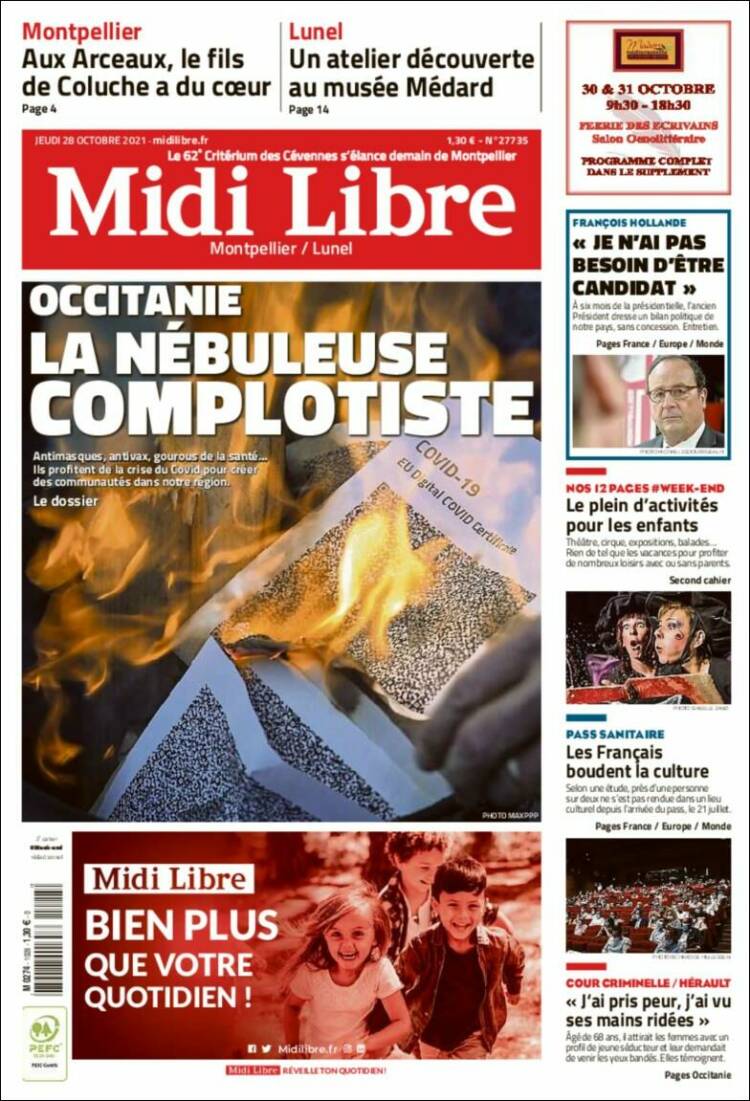 Portada de Midi Libre (Francia)
