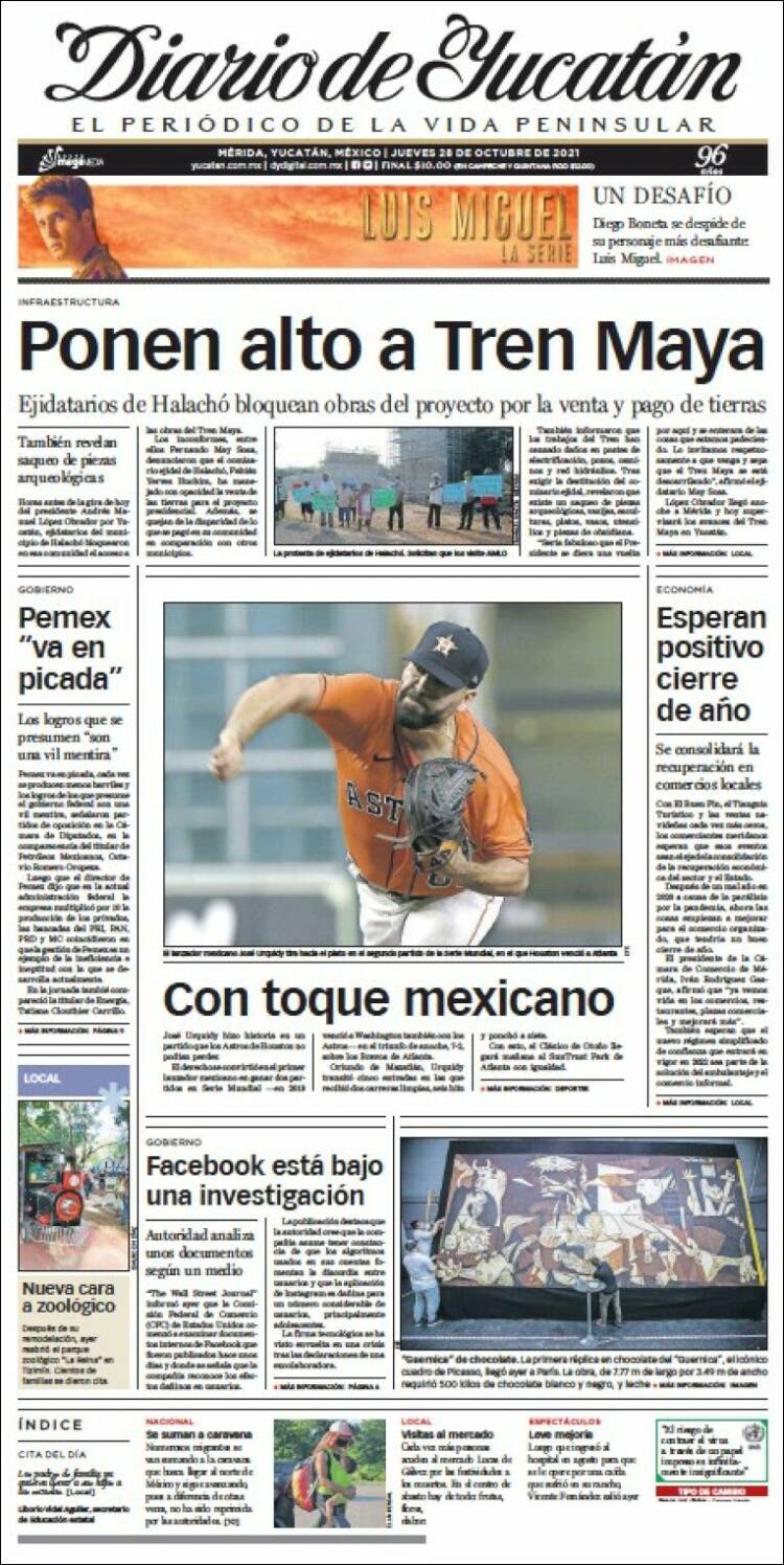 Portada de Diario de Yucatán (M&eacute;xico)