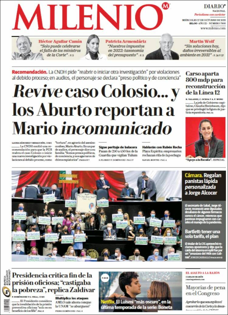 Portada de Milenio (M&eacute;xico)