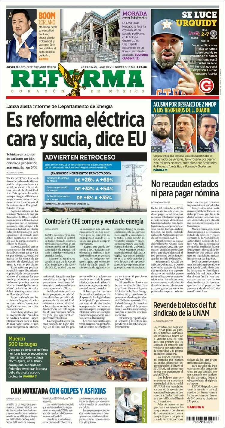 Portada de Reforma (M&eacute;xico)