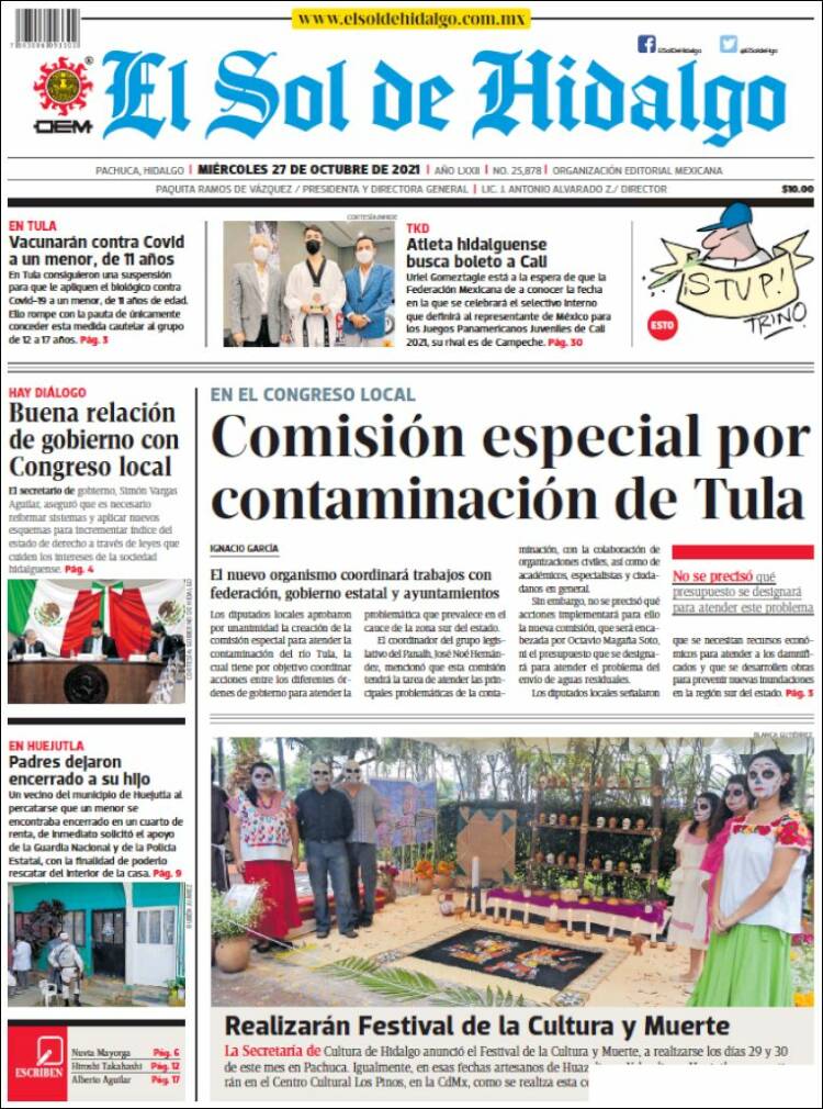 Portada de El Sol de Hidalgo (M&eacute;xico)