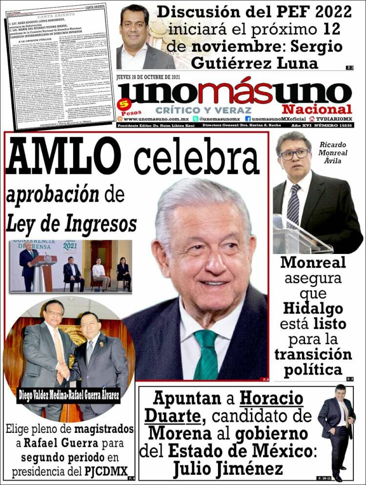 Portada de unomásuno (M&eacute;xico)