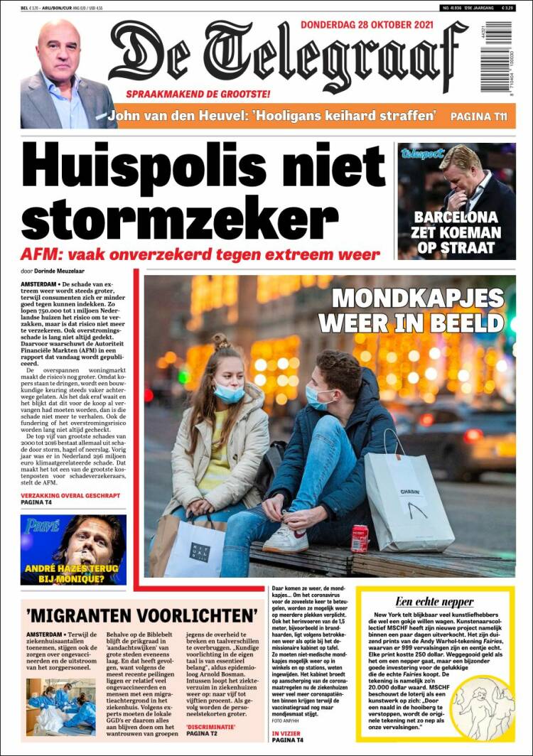 Portada de De Telegraaf (Pa&iacute;ses Bajos)