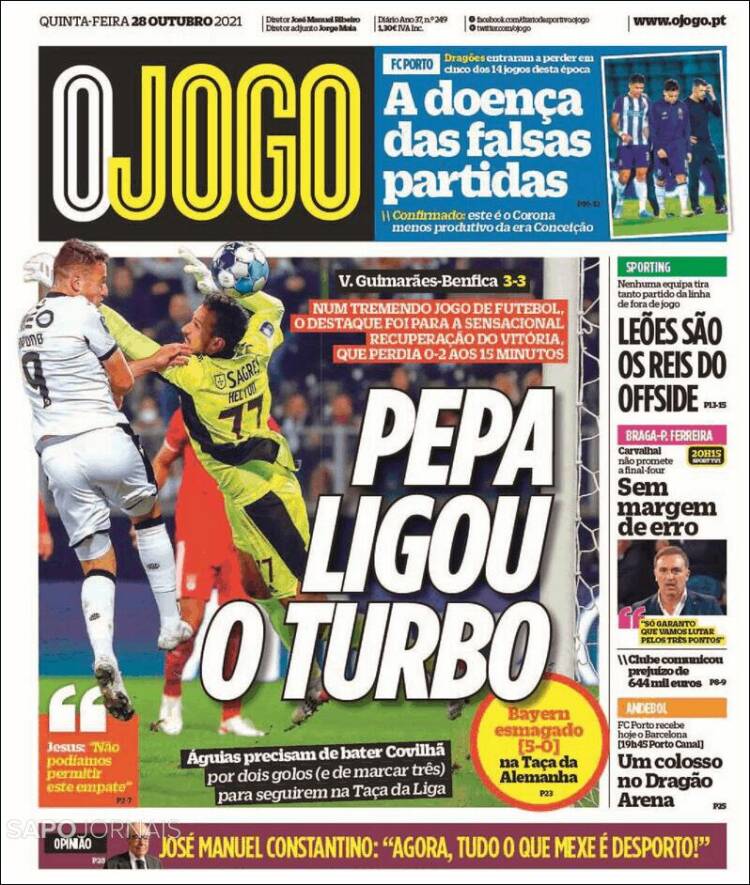 Portada de O Jogo (Portugal)