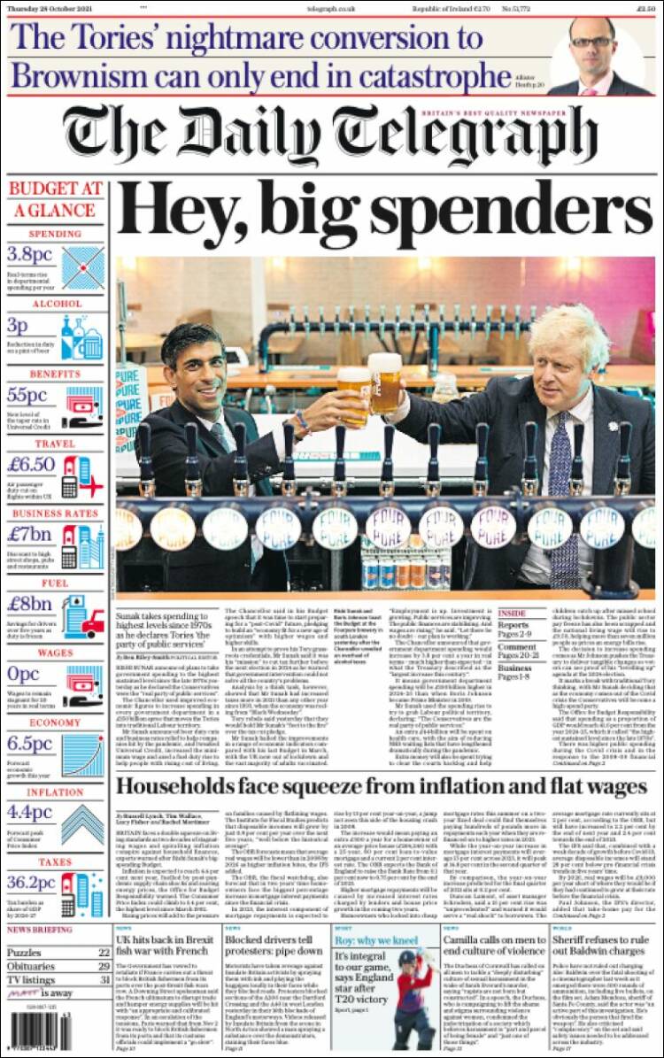 Portada de Daily Telegraph (Reino Unido)