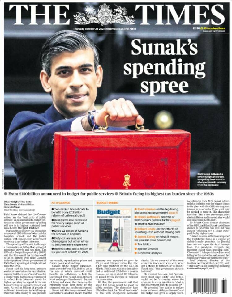 Portada de The Times (Reino Unido)