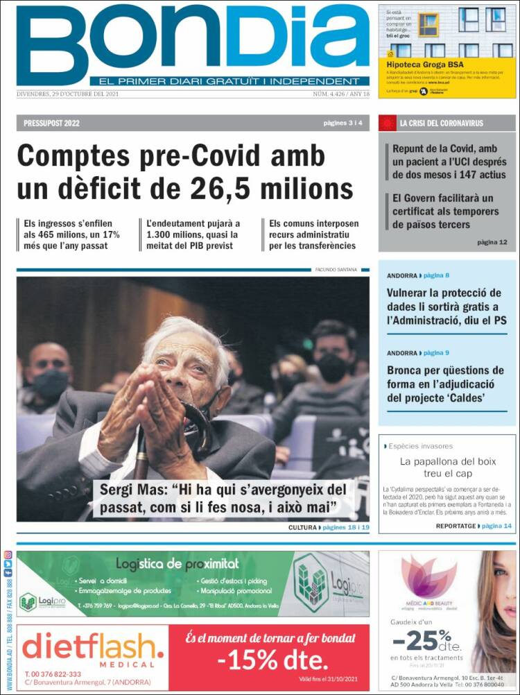 Portada de Diari Bondia (Andorra)