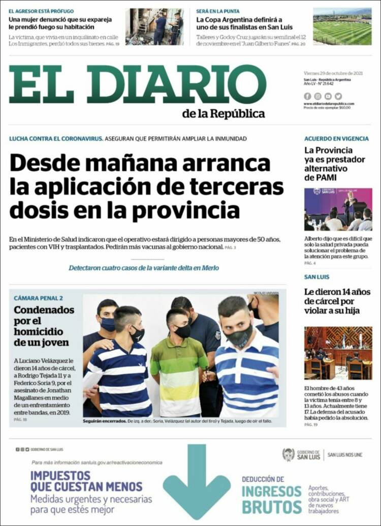 Portada de Diario de la República (Argentina)