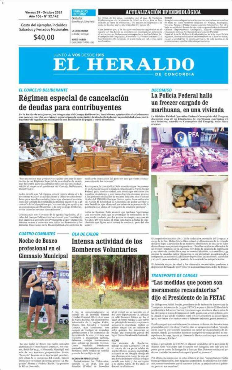 Portada de El Heraldo de Concordia (Argentina)