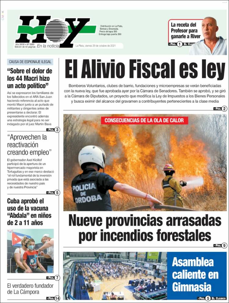 Portada de Diario Hoy (Argentina)