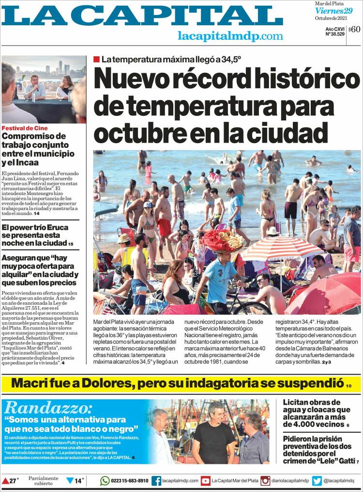 Portada de Diario La Capital - Mar del Plata (Argentina)