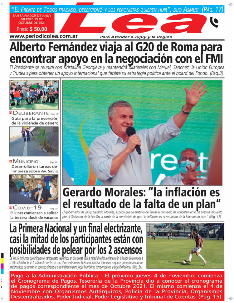 Portada de Periódico Lea (Argentina)