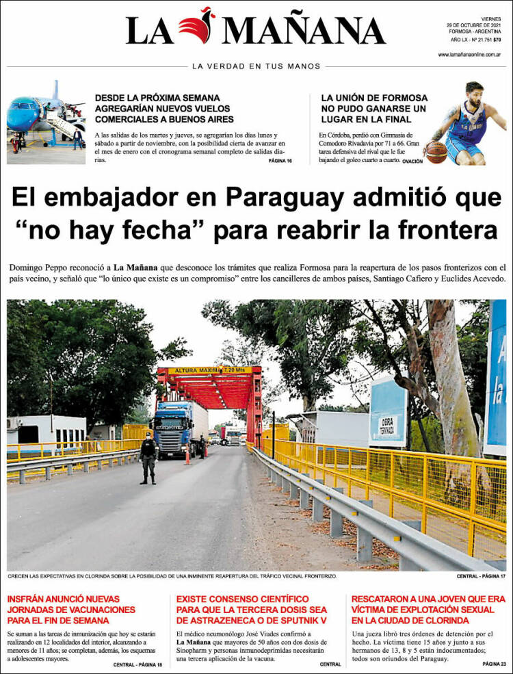 Portada de Diario La Mañana (Argentina)