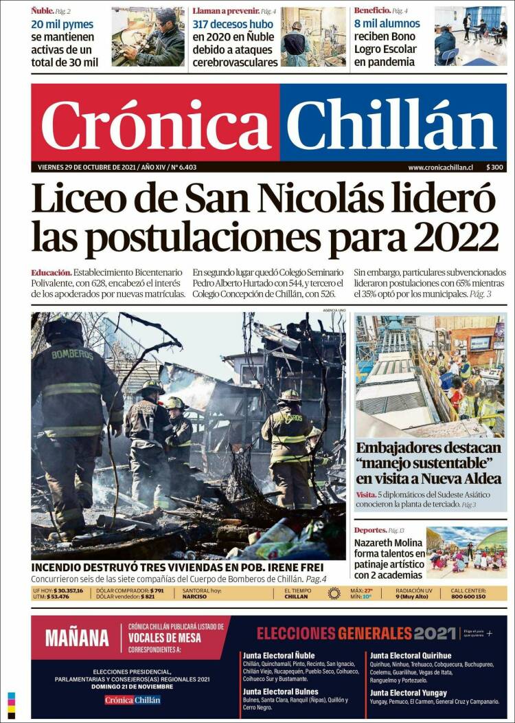 Portada de Crónica Chillán (Chile)