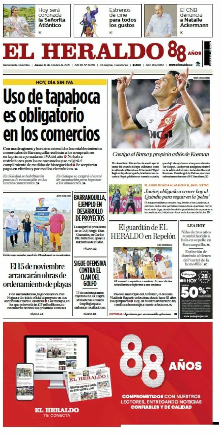 Portada de El Heraldo (Colombie)