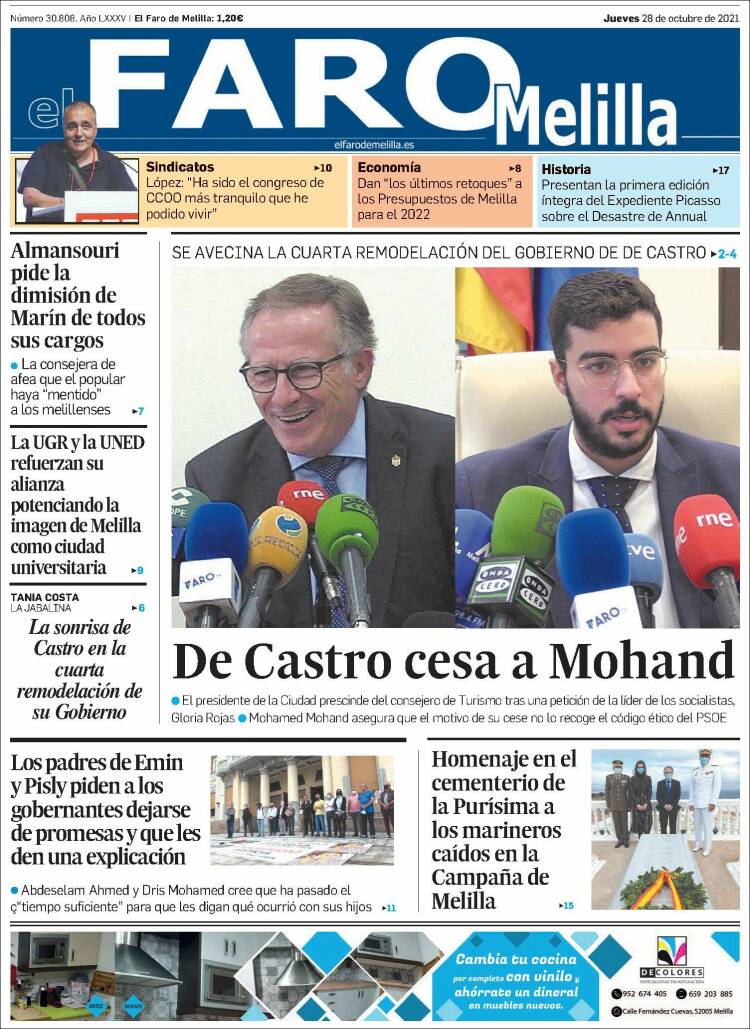 Portada de El Faro de Melilla (Espa&ntilde;a)