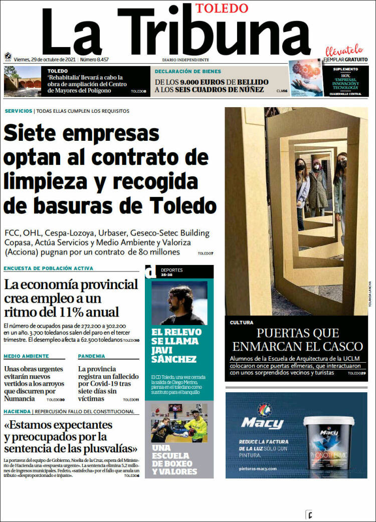 Portada de La Tribuna de Toledo (Espa&ntilde;a)
