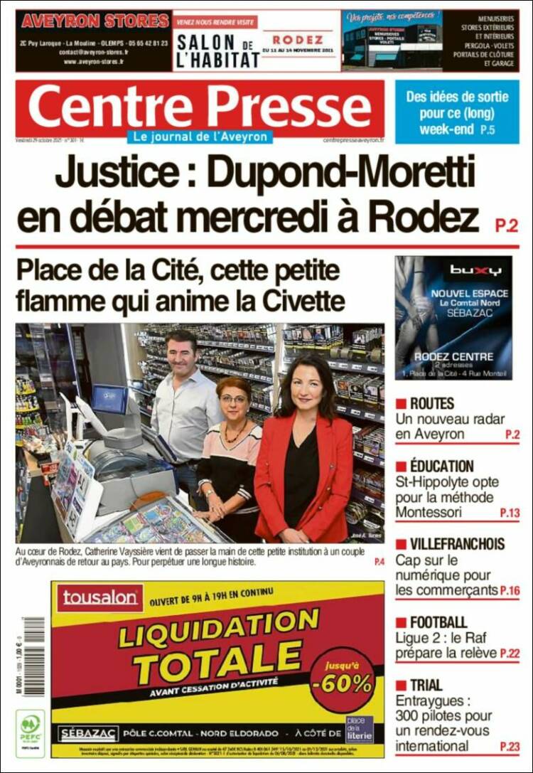 Portada de Centre Presse (Francia)