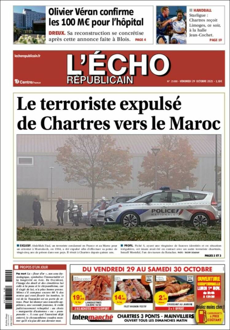 Portada de L'Echo Républicain (Francia)