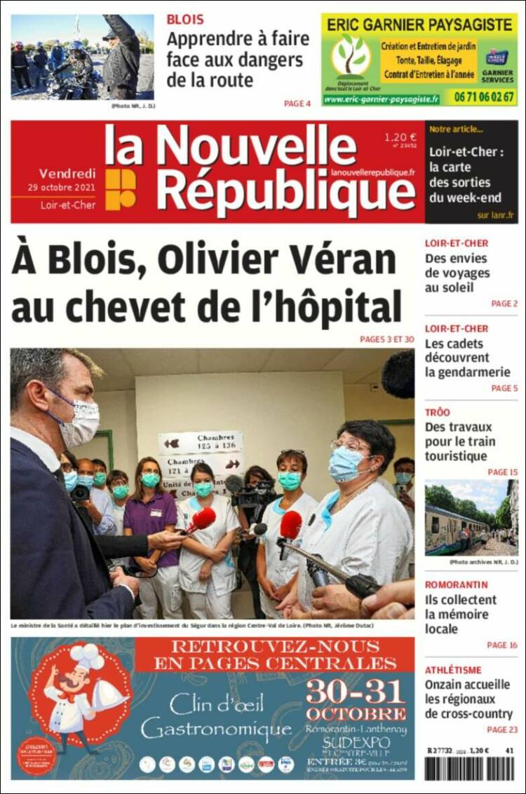 Portada de La Nouvelle Republique (Francia)