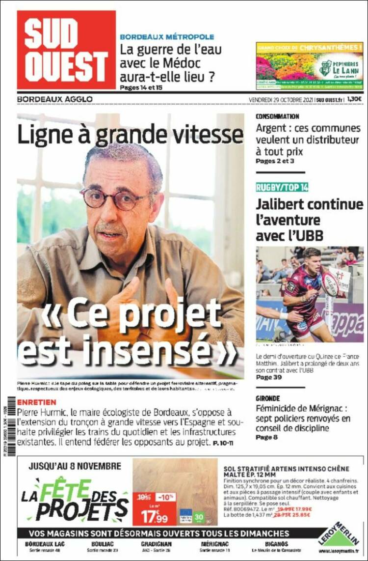 Portada de Sud Ouest (Francia)
