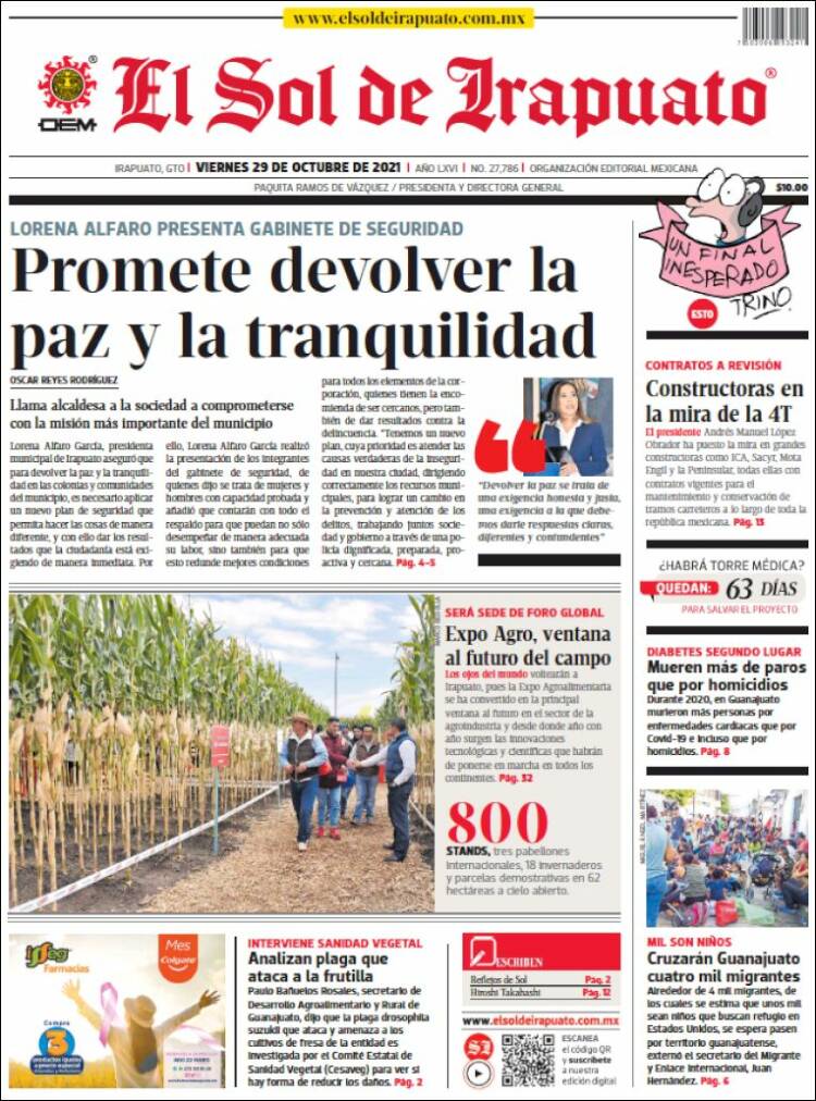 Portada de El Sol de Irapuato (Mexique)