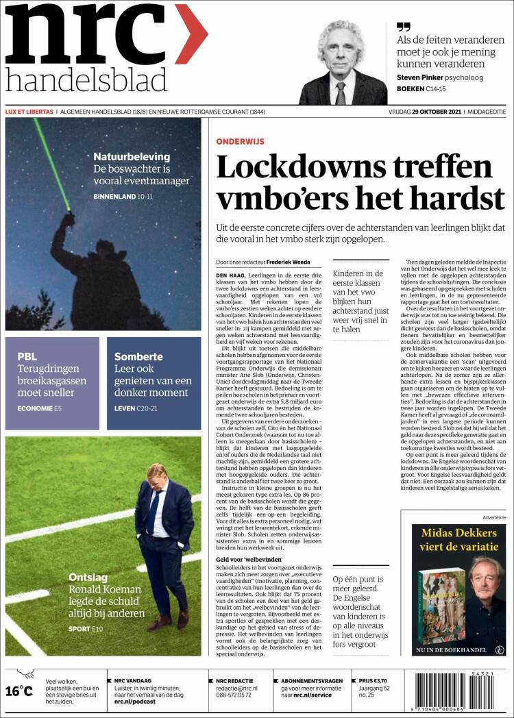 Portada de NRC Handelsblad (Pa&iacute;ses Bajos)