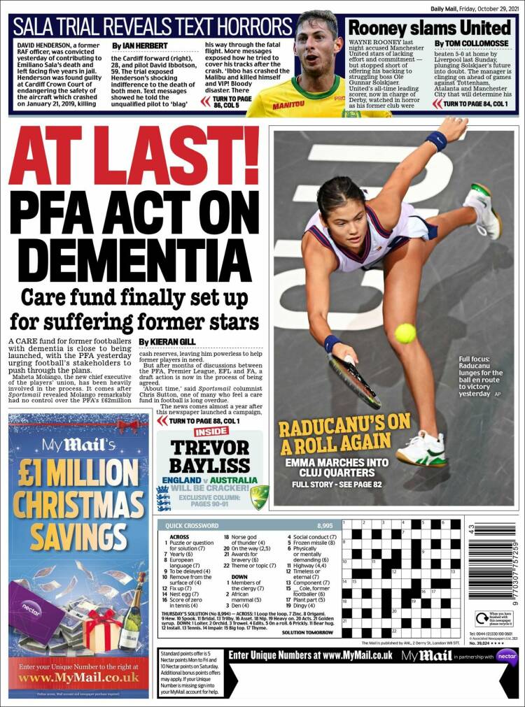 Portada de Daily Mail Sport (Reino Unido)