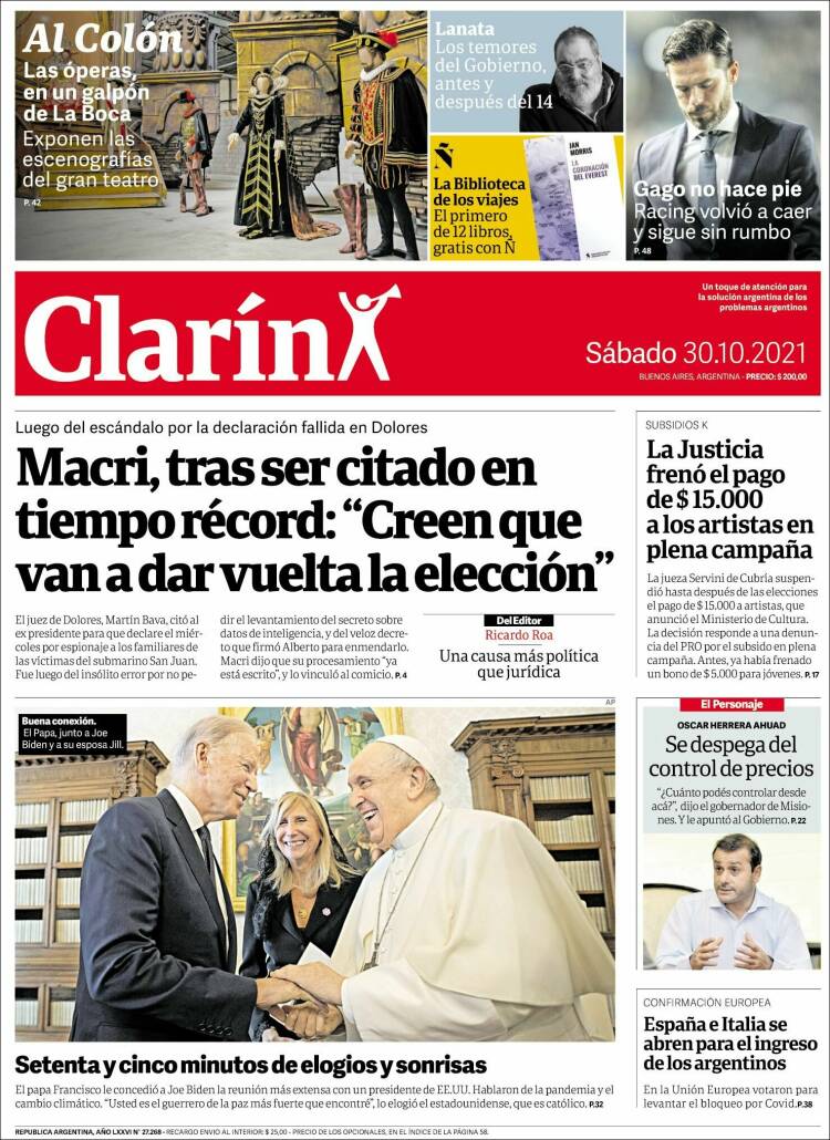 Portada de Clarín (Argentina)