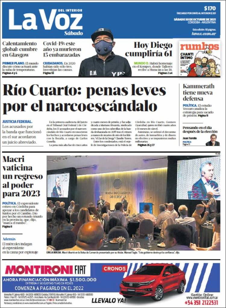 Portada de La Voz del Interior (Argentina)