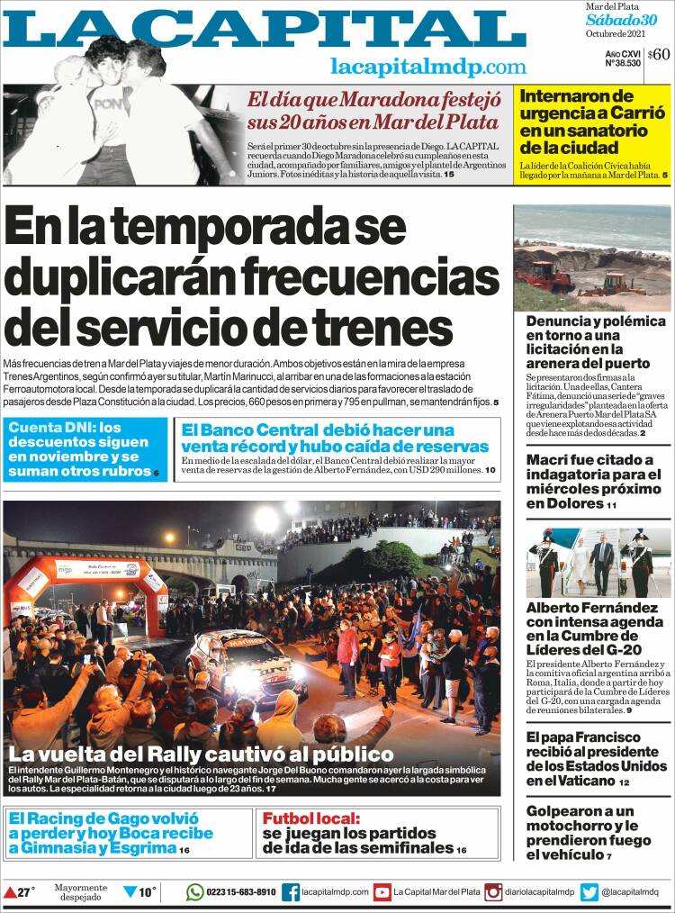 Portada de Diario La Capital - Mar del Plata (Argentina)