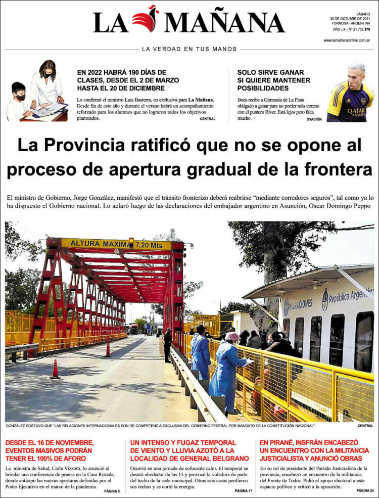 Portada de Diario La Mañana (Argentina)