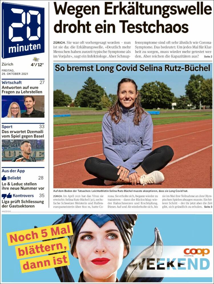 Portada de 20Minuten - Zürich (Suiza)