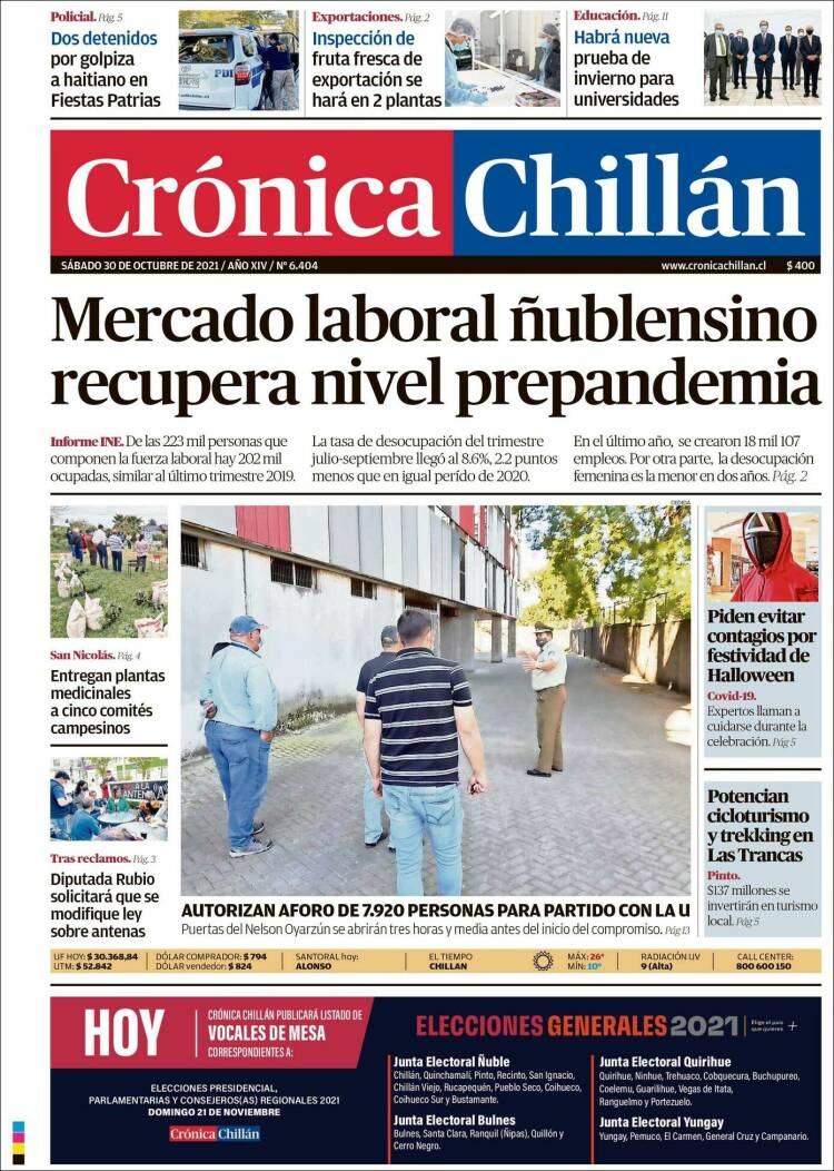Portada de Crónica Chillán (Chile)