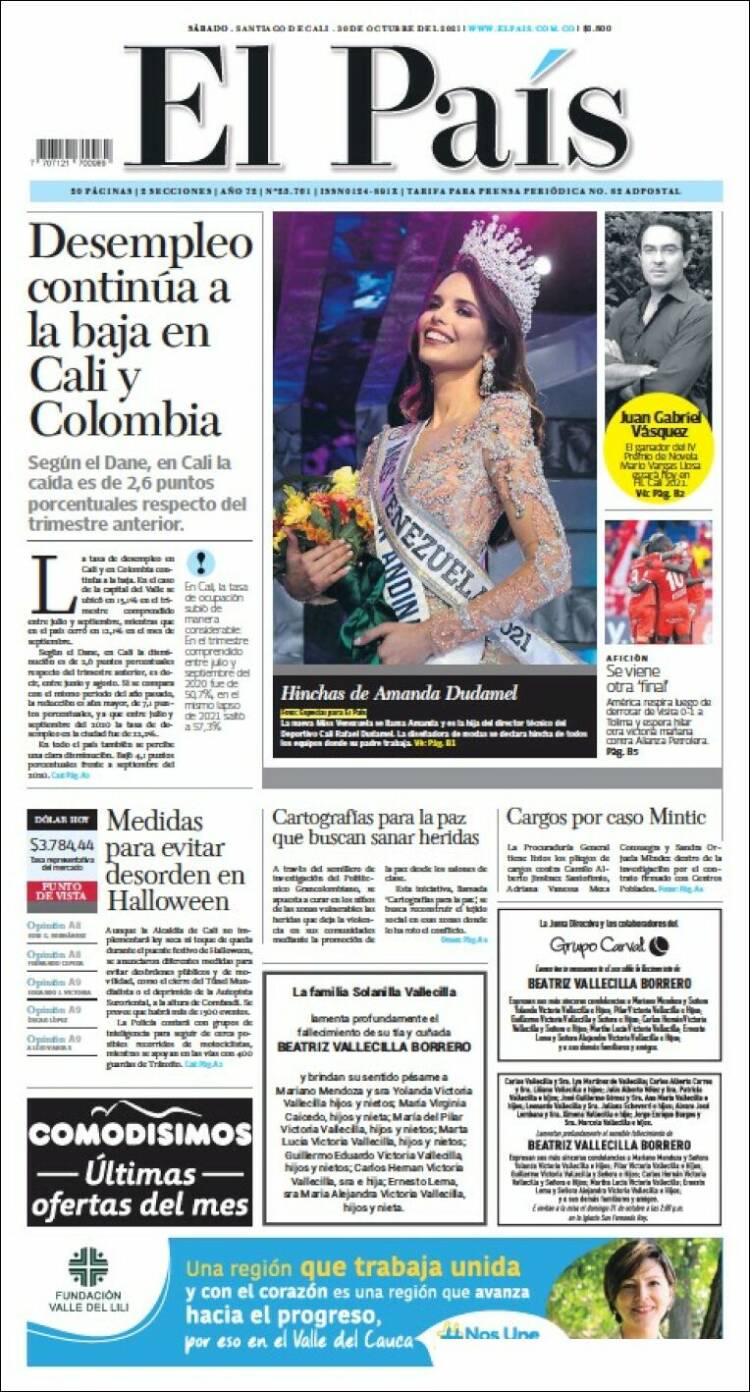 Portada de El País - Cali (Colombia)