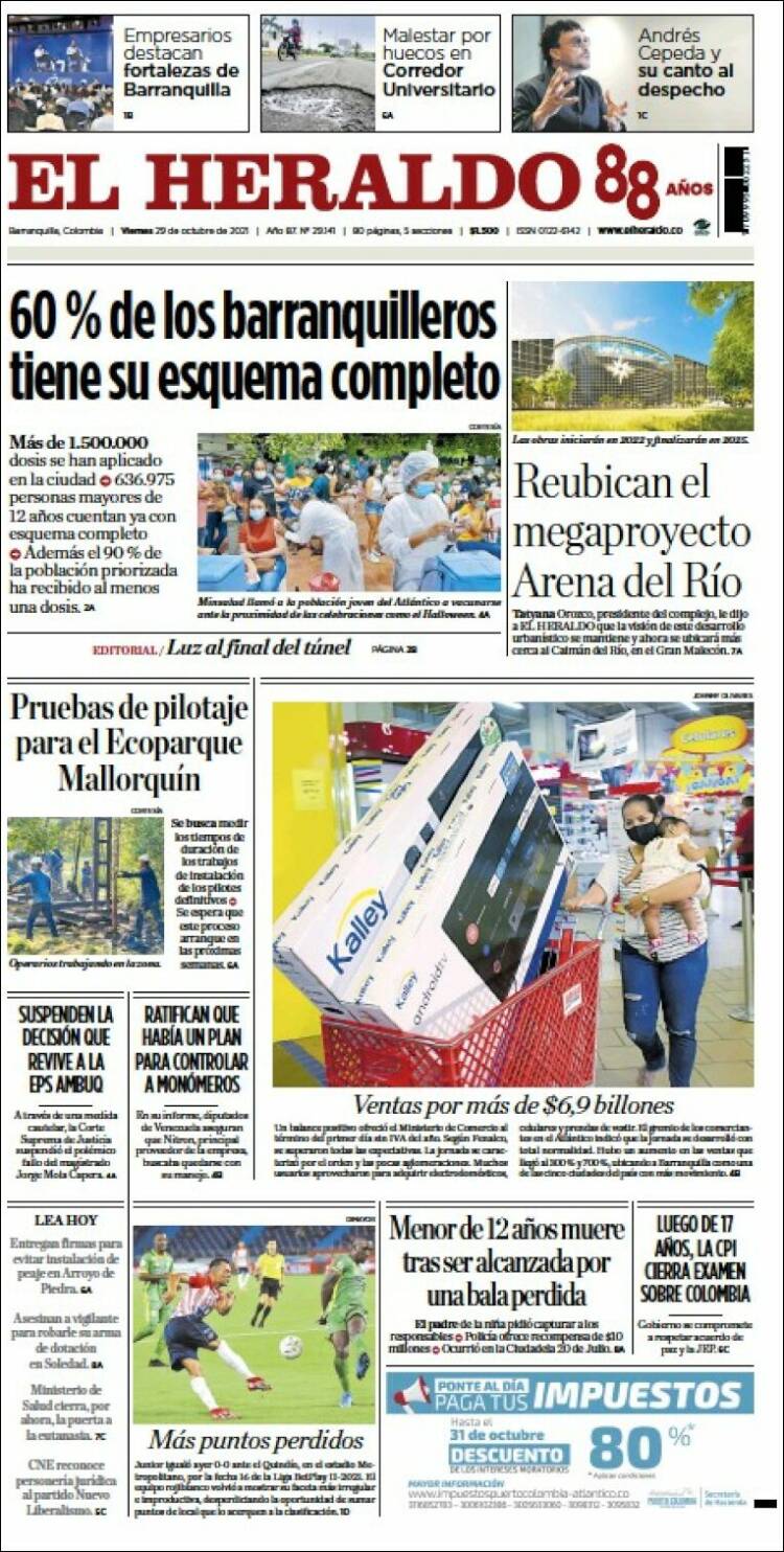 Portada de El Heraldo (Colombia)