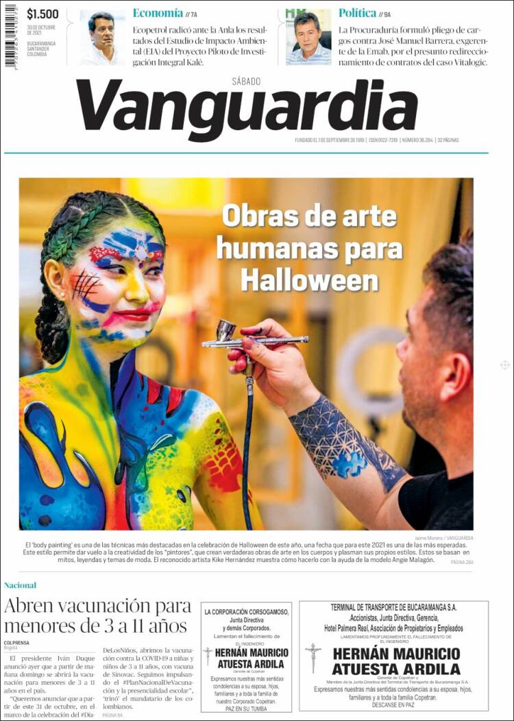 Portada de Vanguardia Liberal (Colombia)