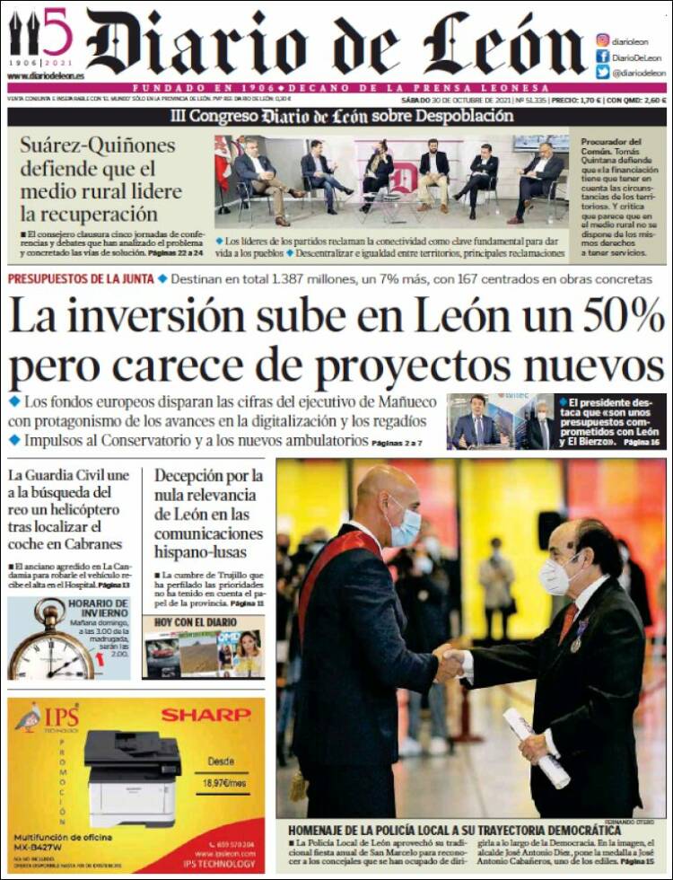 Portada de Diario de León (España)