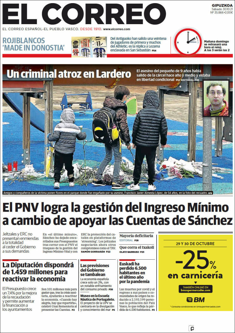 Portada de El Correo - Guipuzcoa (España)