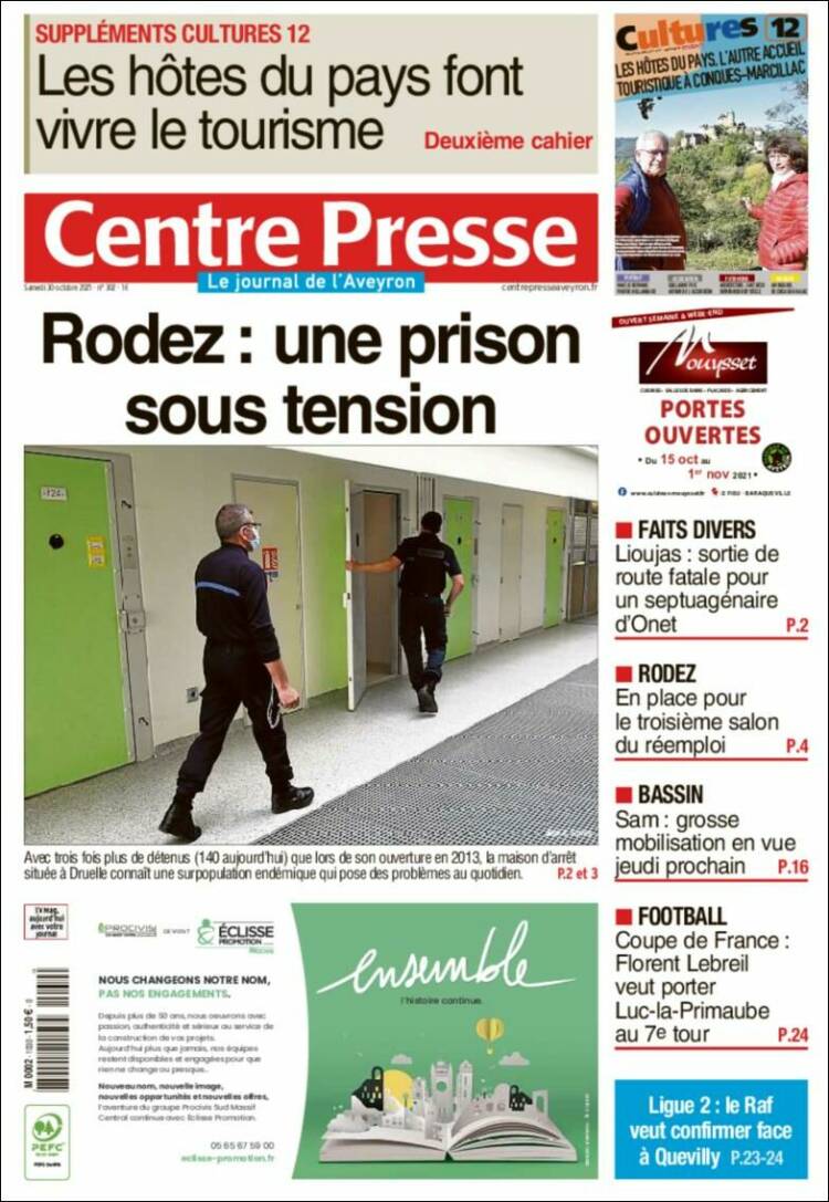 Portada de Centre Presse (Francia)