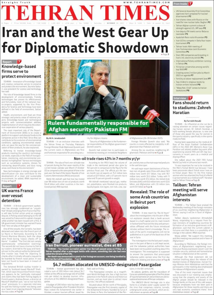 Portada de TehranTimes (Ir&aacute;n)