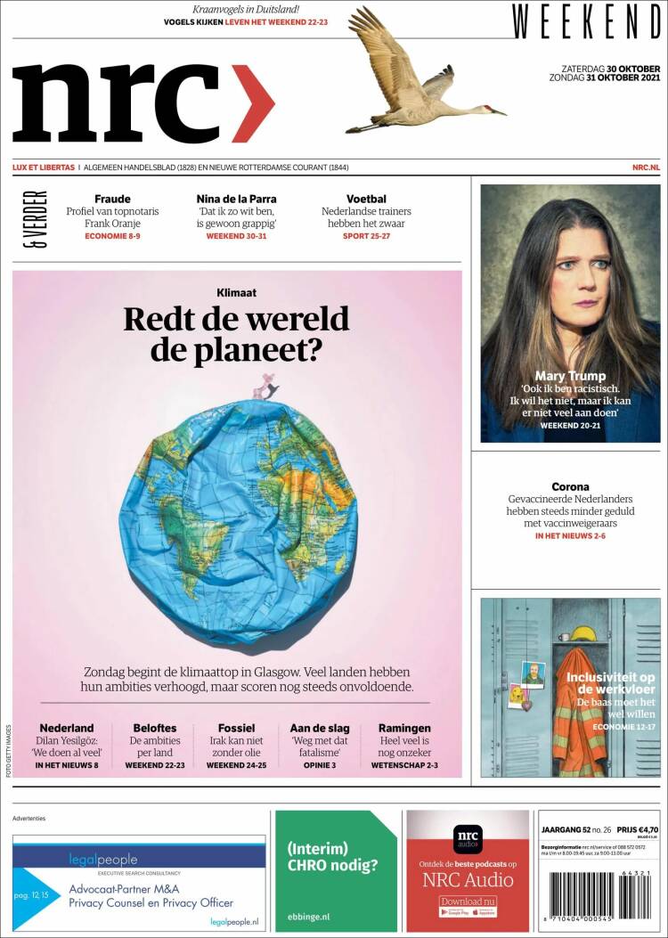 Portada de NRC Handelsblad (Pa&iacute;ses Bajos)