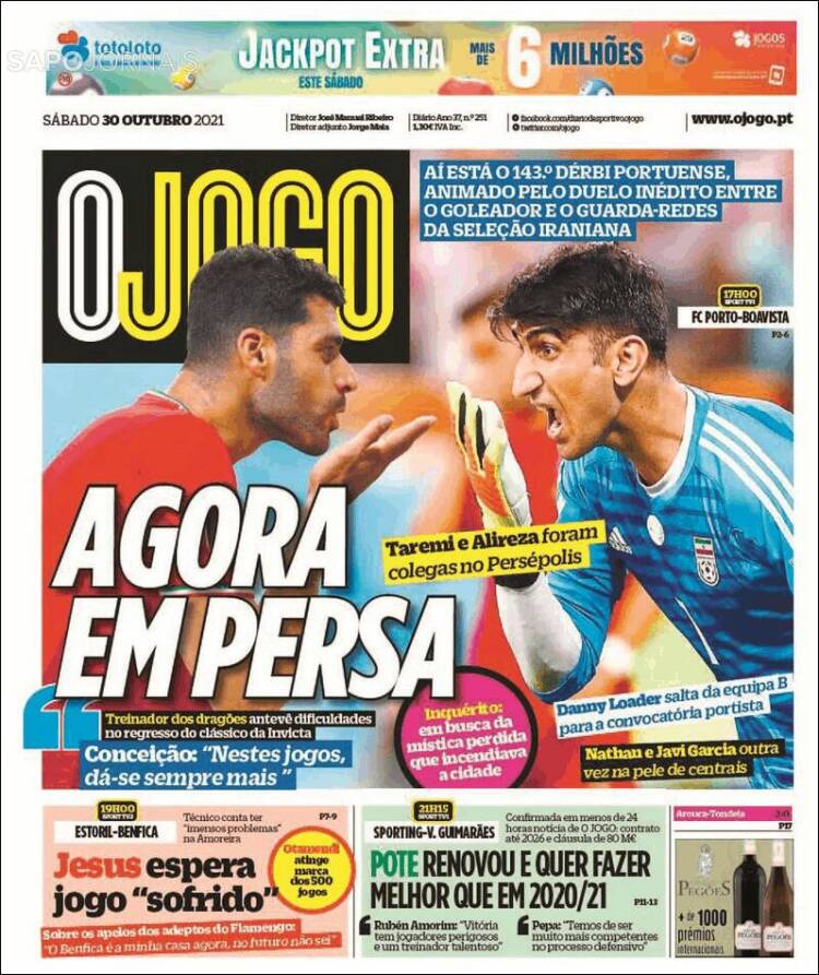 Portada de O Jogo (Portugal)