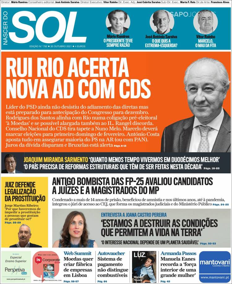 Portada de Jornal Sol (Portugal)