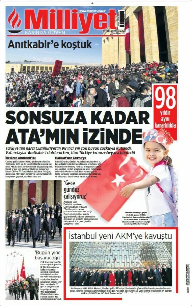Portada de Milliyet (Turqu&iacute;a)