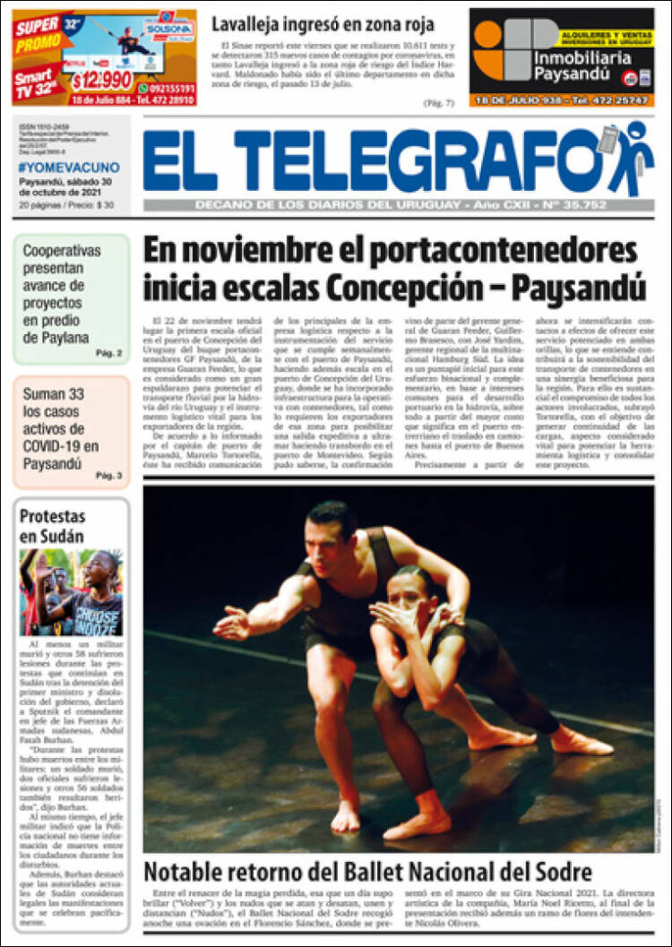 Portada de El Telégrafo (Uruguay)