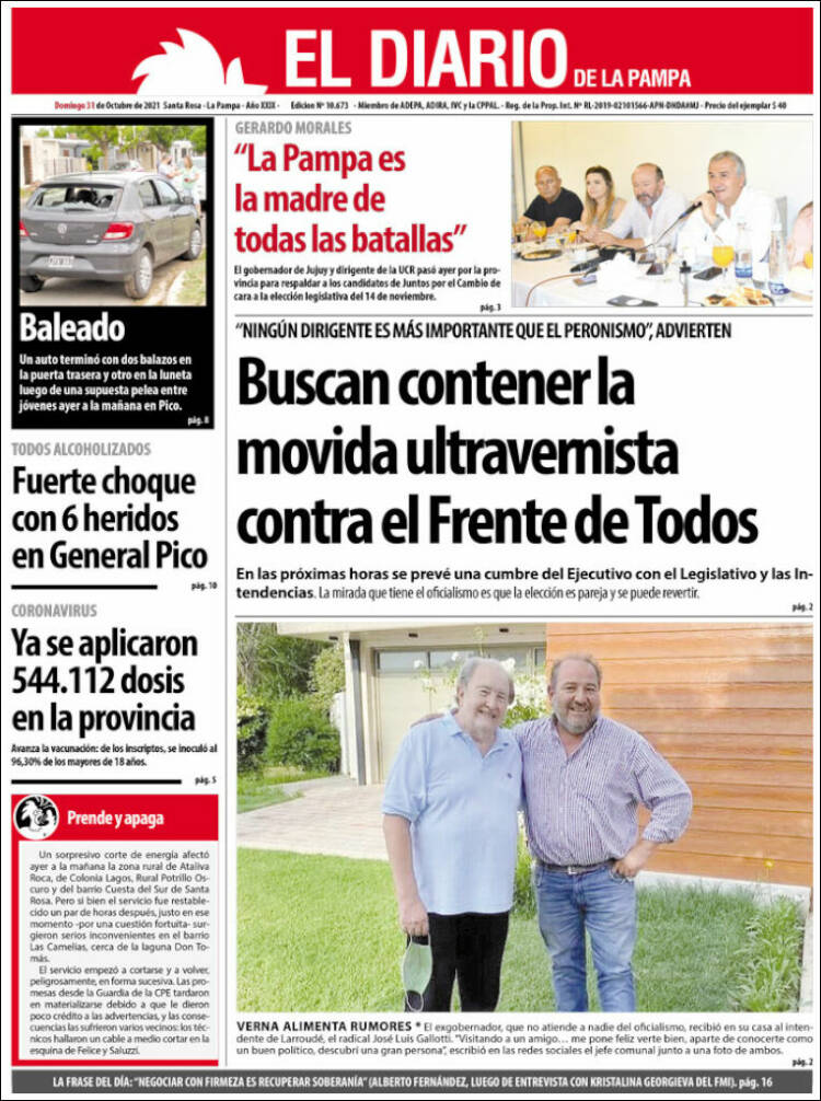 Portada de Diario de La Pampa (Argentina)