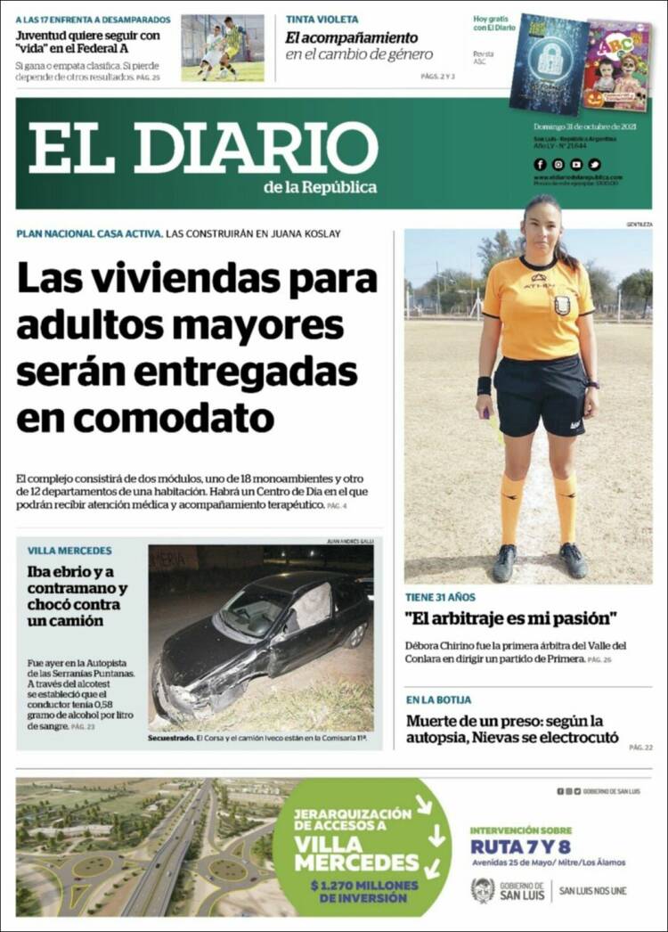 Portada de Diario de la República (Argentina)