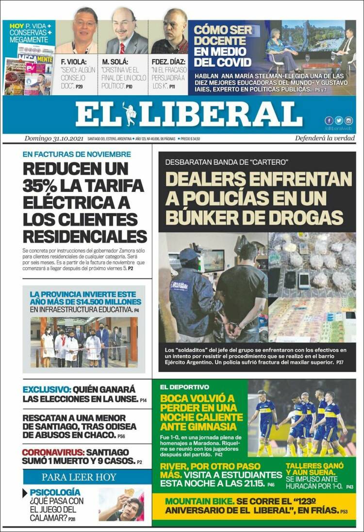 Portada de Diario El Liberal (Argentina)